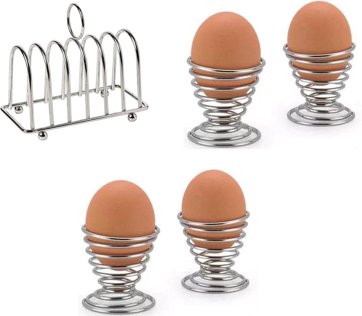 Ontbijtset - Toastrekje met 4 eierdopjes