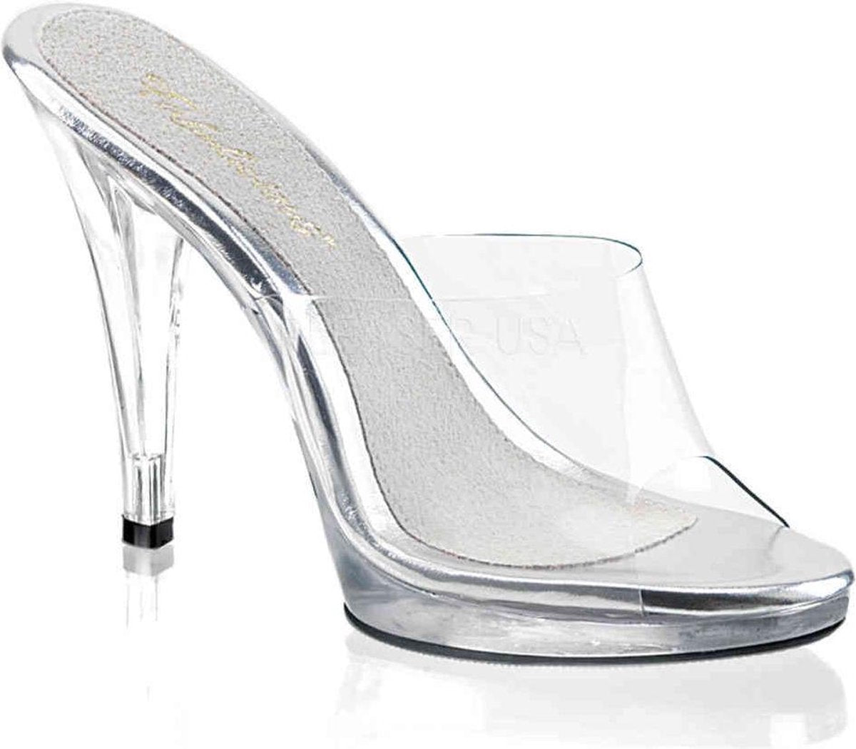 Fabulicious Muiltjes met hak -46 Shoes- FLAIR-401 US 15 Transparant/Zilverkleurig