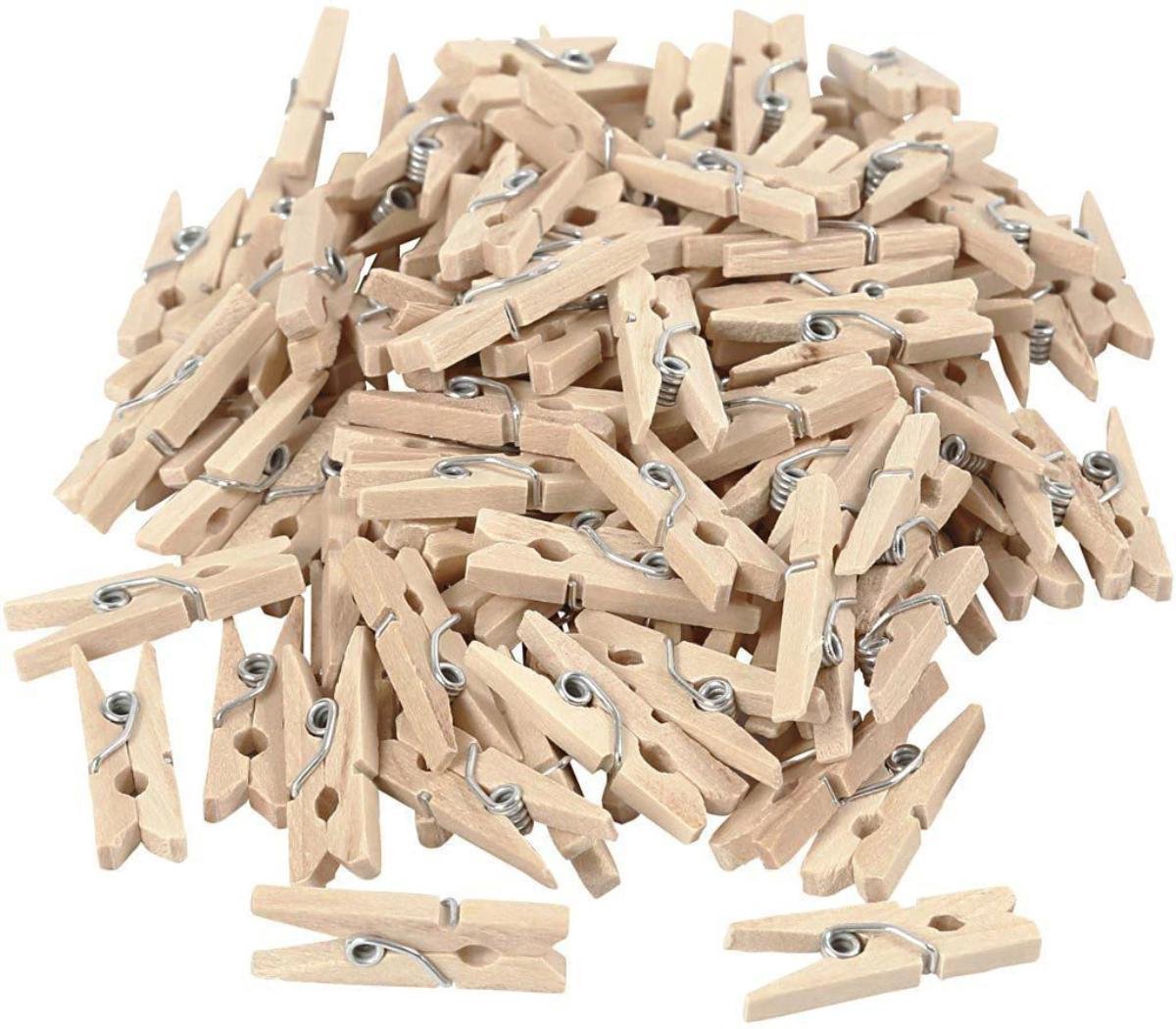 Wasknijpers mini | Wasknijpers hout | Mini knijpers | Foto clips | Foto knijpers | Kleine wasknijpers | Mini wasknijpers hout | Mini knijpertjes | Blank hout | 100 stuks | Able & Borret