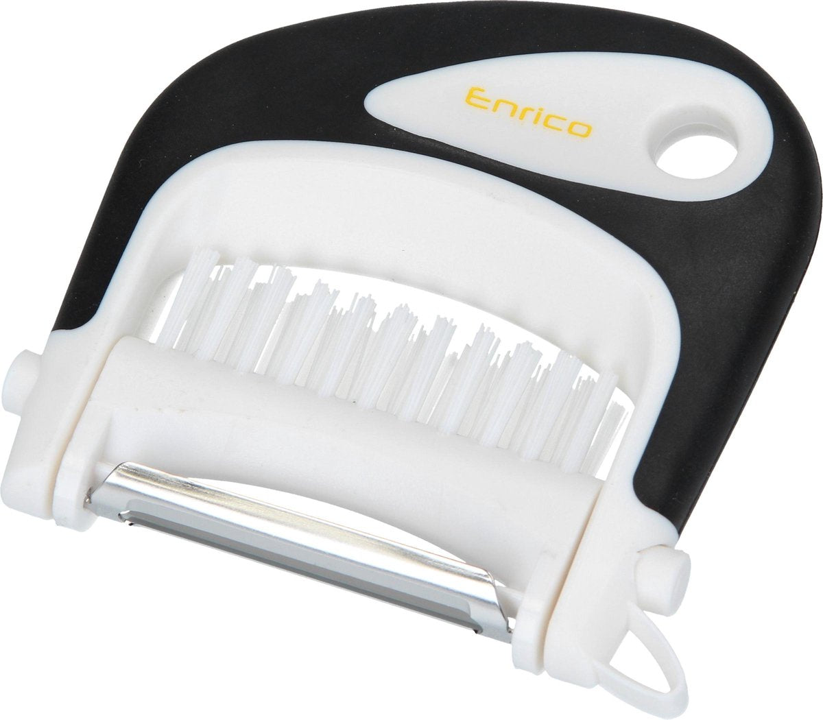 Dunschiller 3 in 1 Enrico Multi Peeler - Zwart - 8x9x2cm - Dunschiller Borstel en Ontpitter - Roestvrijstalen Schilmesje - Schiller mesje - Keukengerei - Aardappelschilmesjes - Keukenmessen