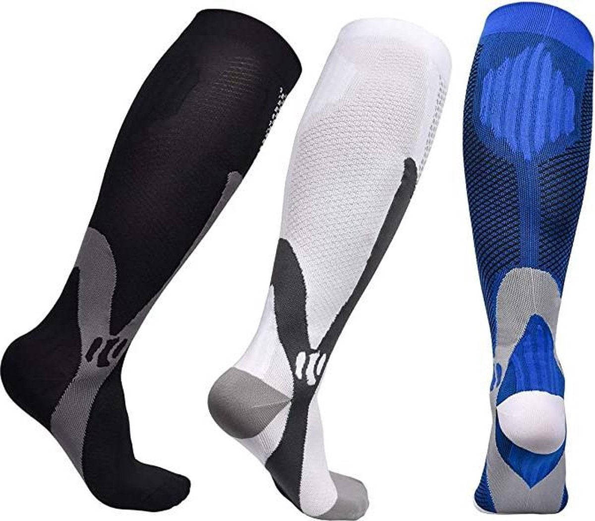 Compressie sokken voor hardlopen en reizen - Compressiekousen zwart heren en dames maat M (36-41)