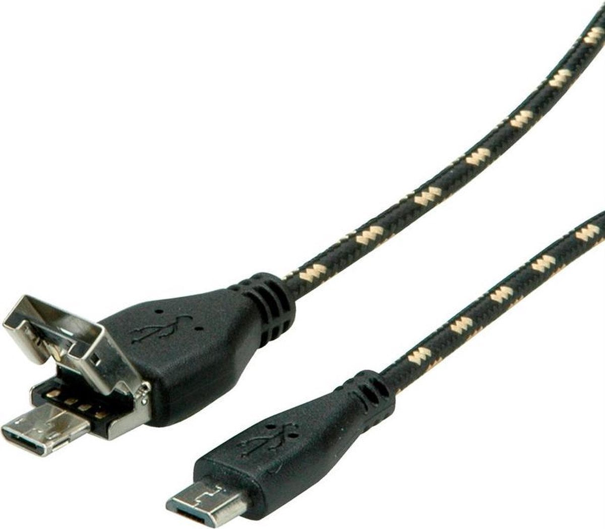 Roline USB Micro B naar USB-A + USB Micro B OTG oplaadkabel - USB2.0 - tot 3A - 1 meter