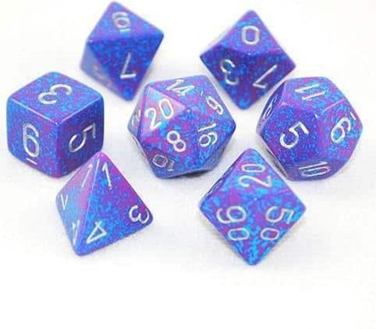 Polydice 7 Dobbelstenenset Silver Tetra Speckled