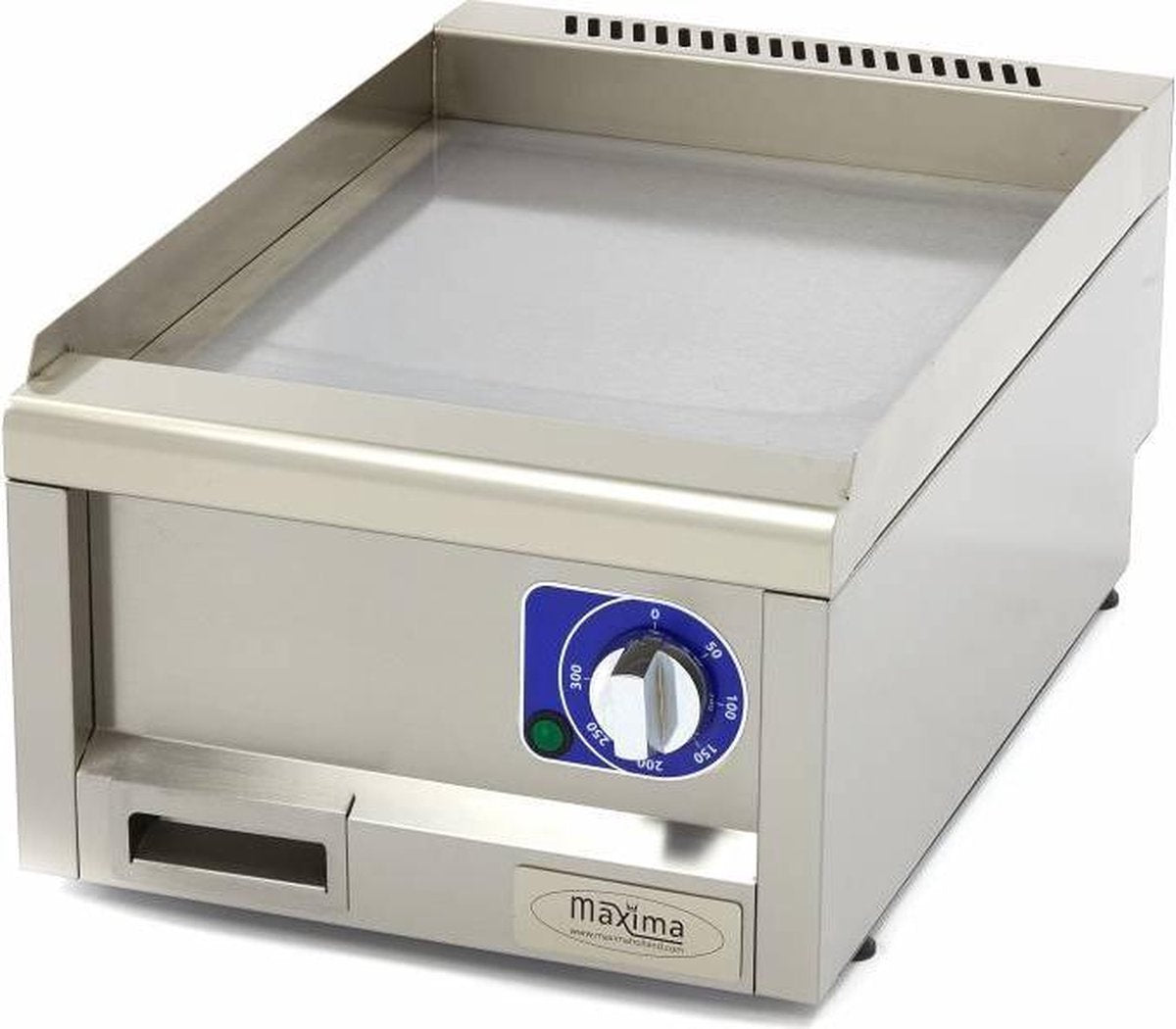 Grillplaat Glad 40 x 60 cm -  RVS - Thermostaat tot 300 Graden - Met Vetopvangbak - Professionele Elektrische Horeca Bakplaat - Maxima