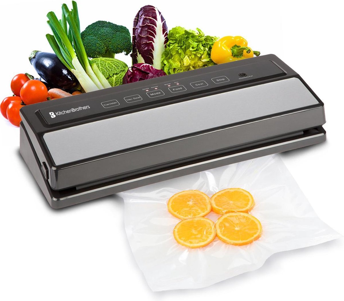 KitchenBrothers Vacumeermachine - Vacuüm Sealer Keuken Apparaat - Met Folie Rol (200 cm)