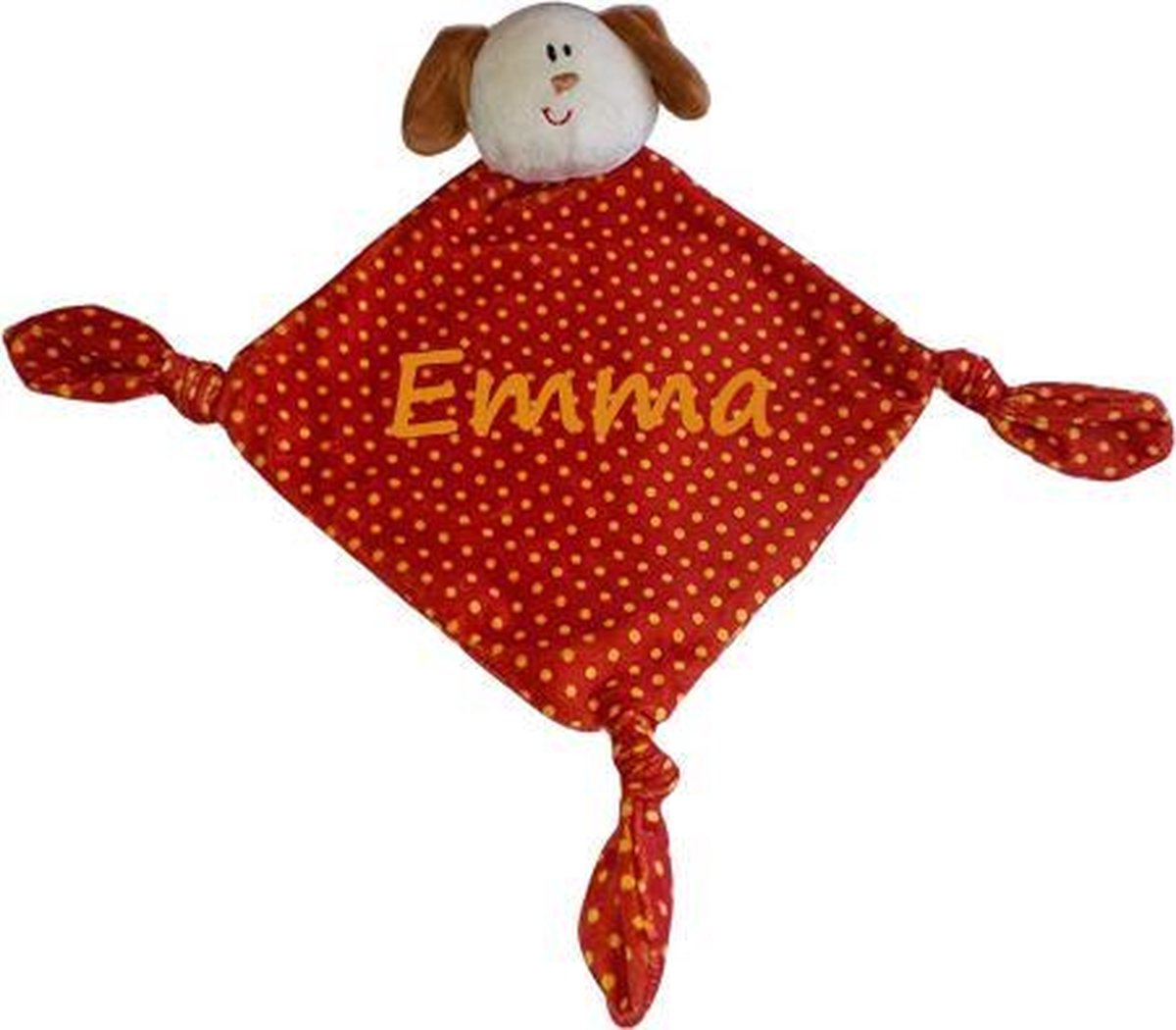 lkmn - knuffeldoekje met naam - type hondje - polyester - rood
