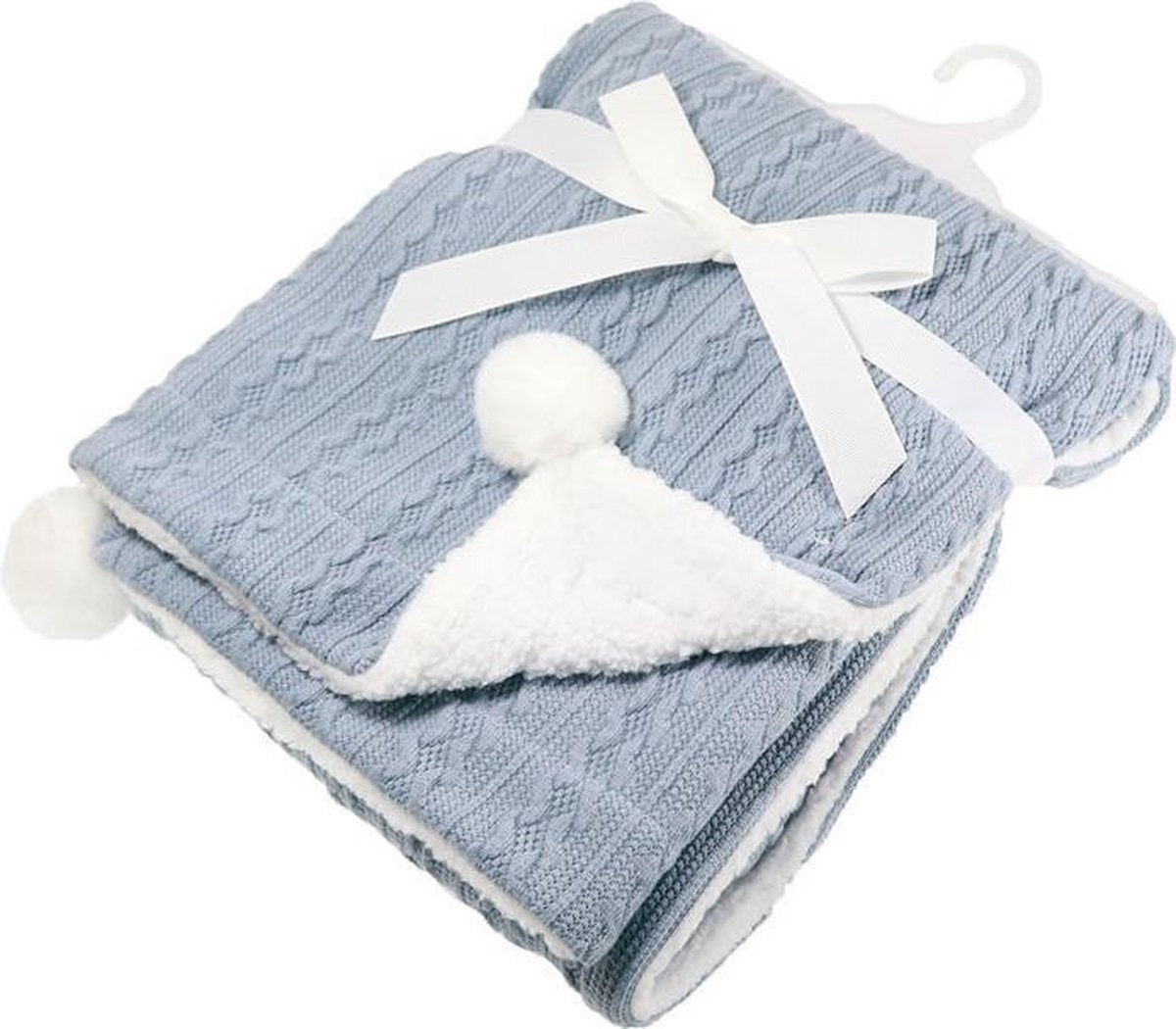 Soft Touch Kabeldeken Pompom 75 X 90 Cm Blauw