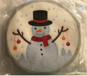 Kerst servetten vorm Kerst sneeuw pop met hoed 16 cm rond - Kerst ontbijt tafeldecoratie servetjes - Kerst thema papieren tafeldecoraties 12 stuks