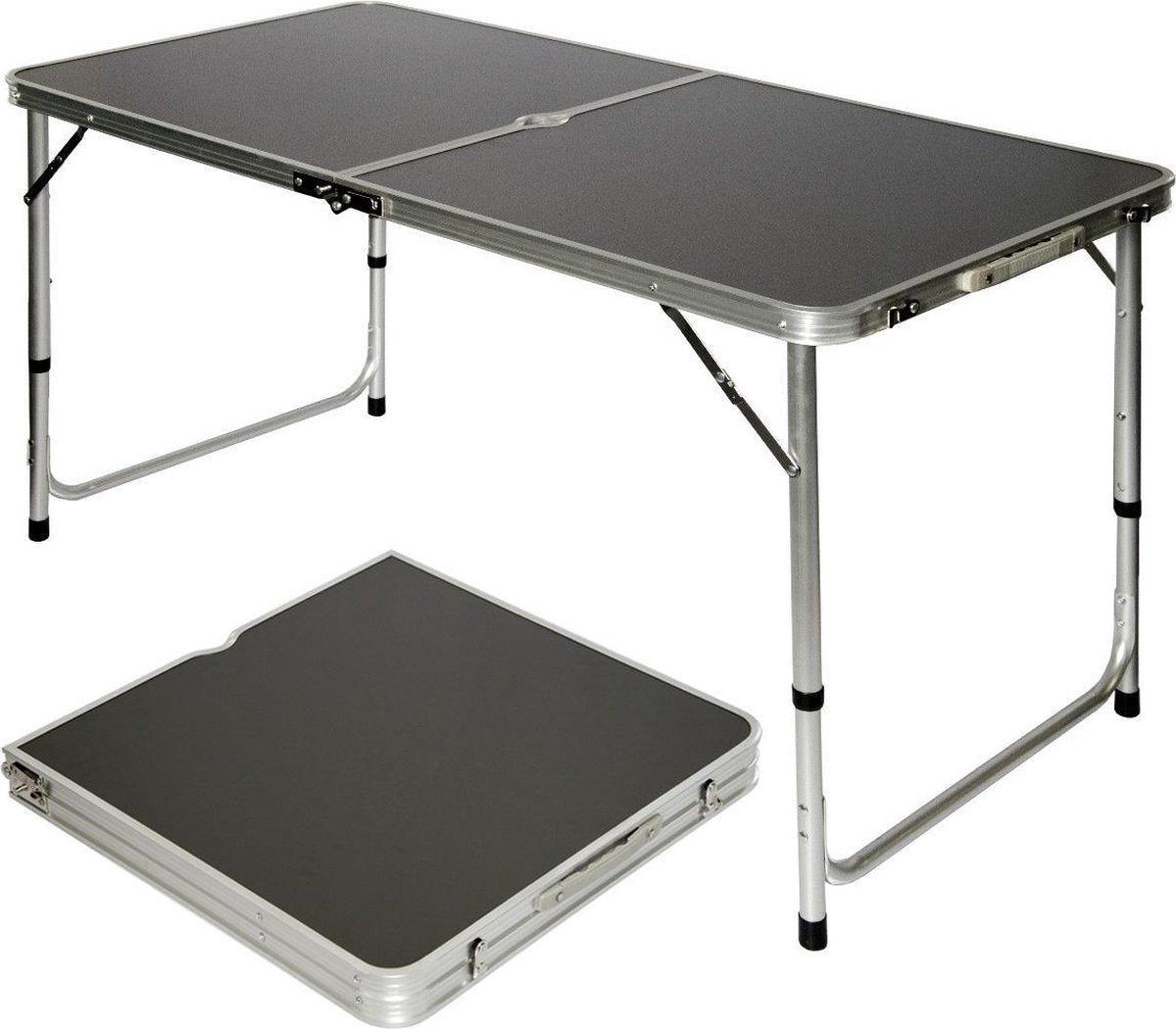 Inklapbare stabiele kampeertafel 120x60x70cm in hoogte verstelbare draagbare kofferformaat aluminium