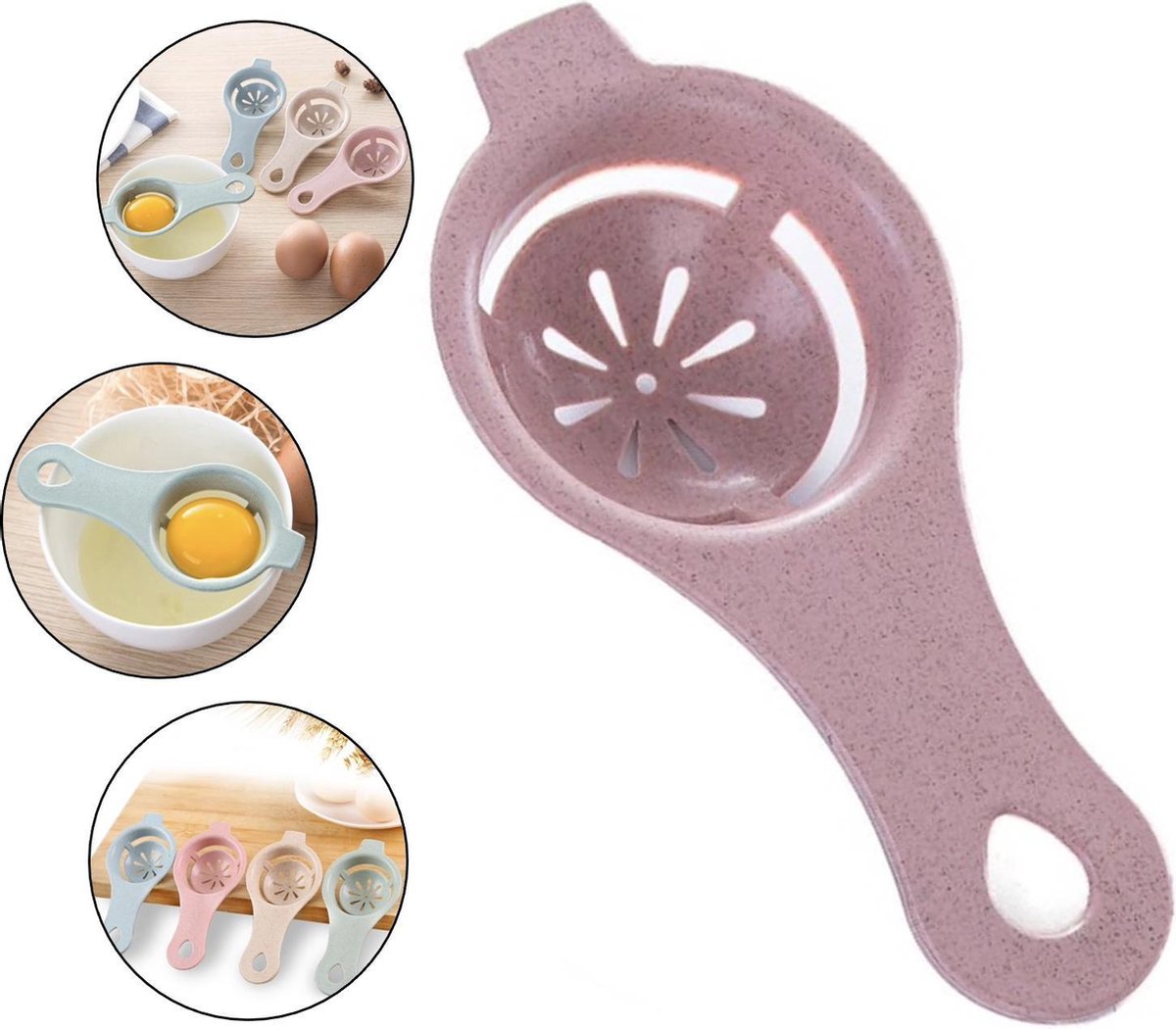 Professionele Ei-scheider - Ei scheiden - Eidooier scheider - Eiwit - Eigeel - Roze - Eierscheider - Eischeider met slagkant