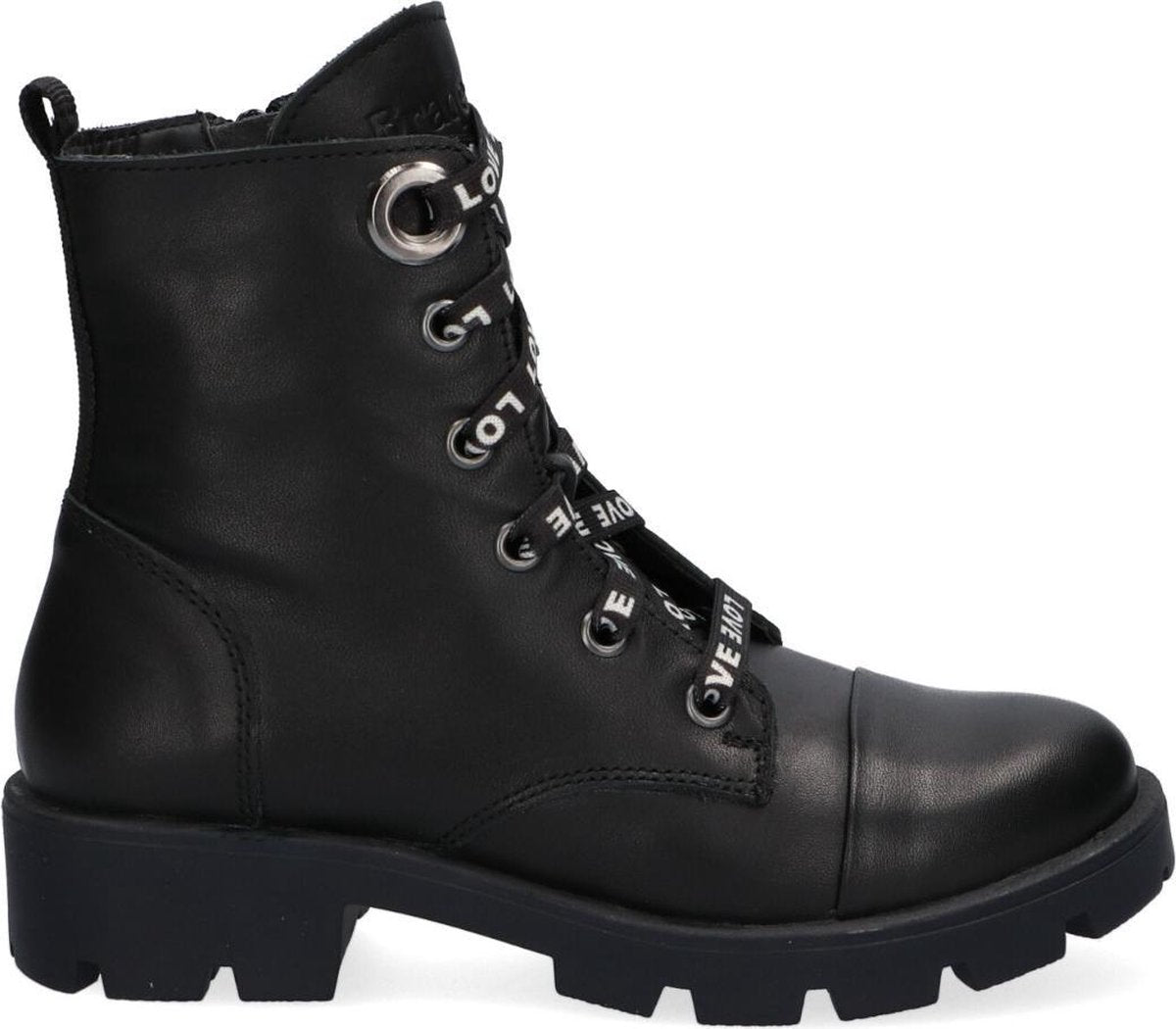 Braqeez 419787-589 Meisjes Biker Boots - Zwart - Leer - Veters