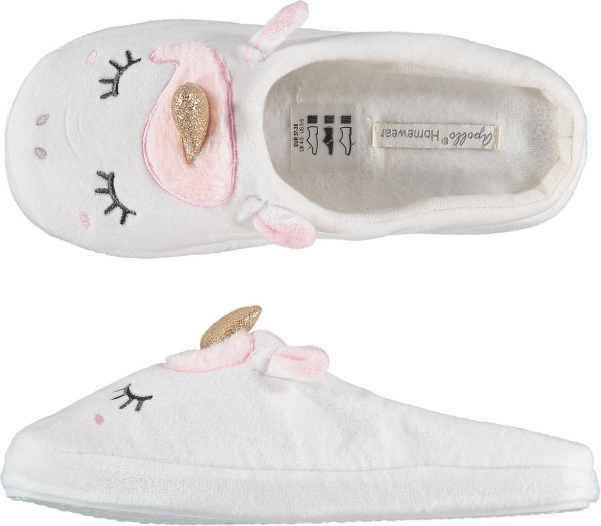 Sloffen - Pantoffels dames - Pantoffels - Sloffen dames - Instap sloffen - Unicorn - Wit - Maat 39/40
