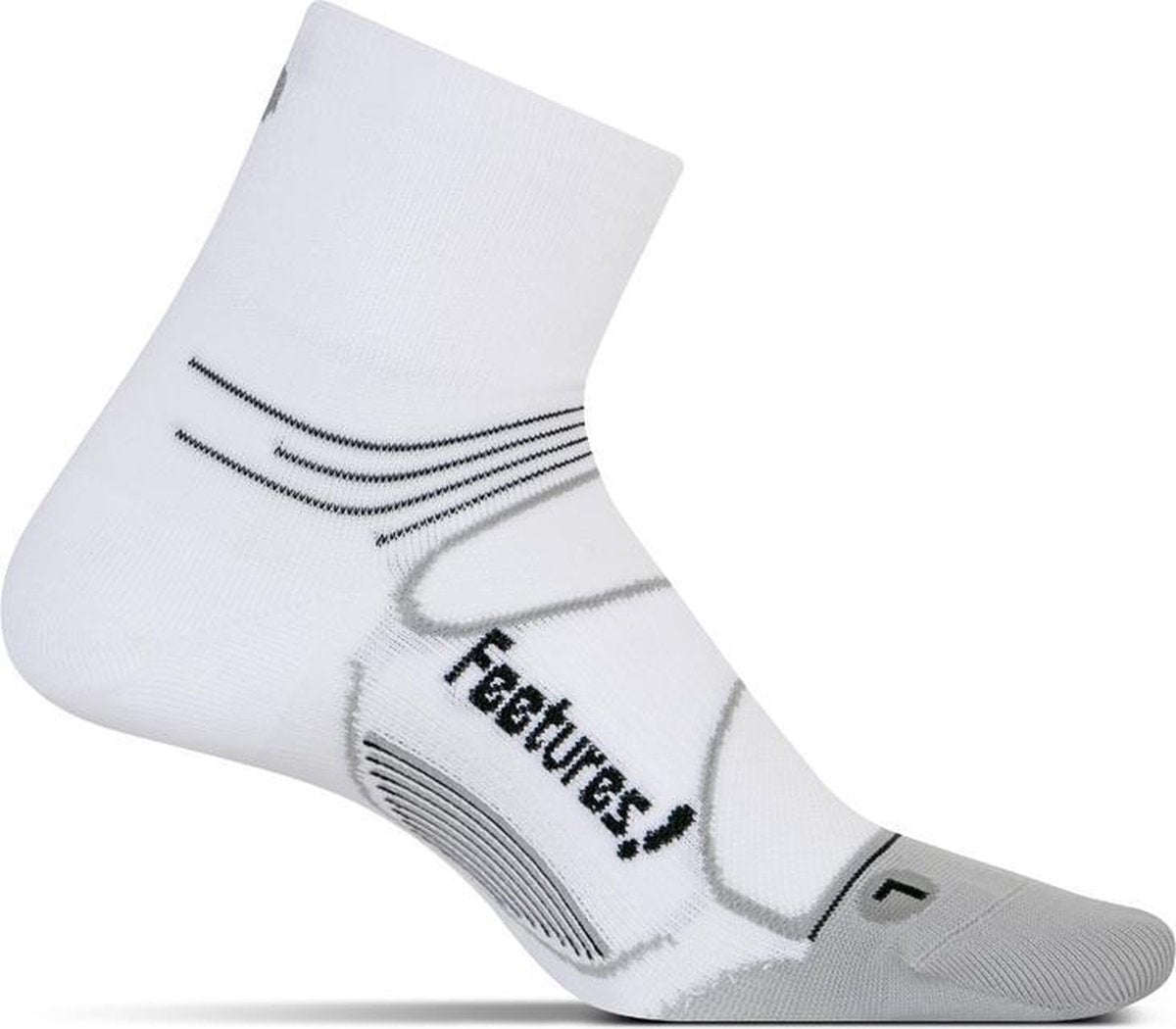 Feetures - Elite Ultra Light Quarter -  Wit/Grijs - Hardloopsokken - Sportsokken - XL - 47 t/m 51