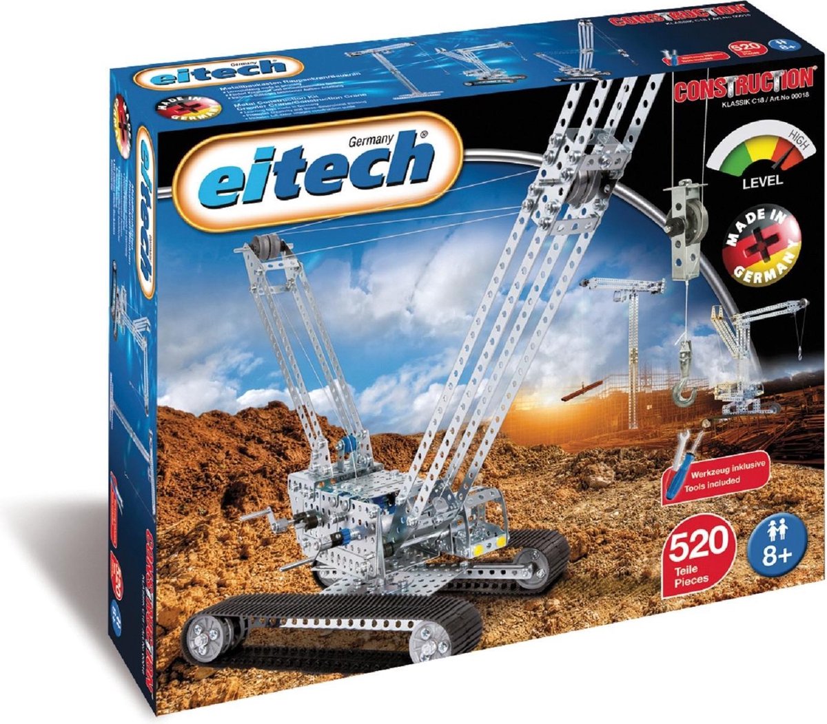 Eitech Constructieset Hijskraan Staal Zilver 522-delig