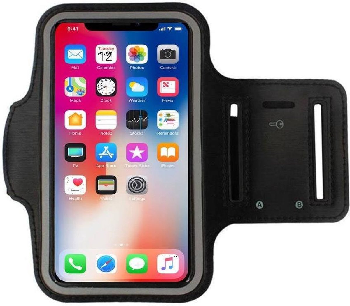 iPhone X hoes Sport armband Hardloopband Hoesje Zwart