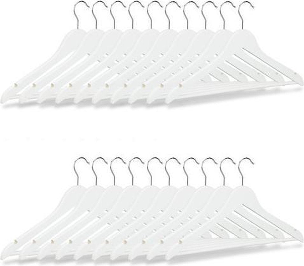 Kledinghangers | Set van 80 stuks | Esdoornhout | Wit | Met draaibare haak