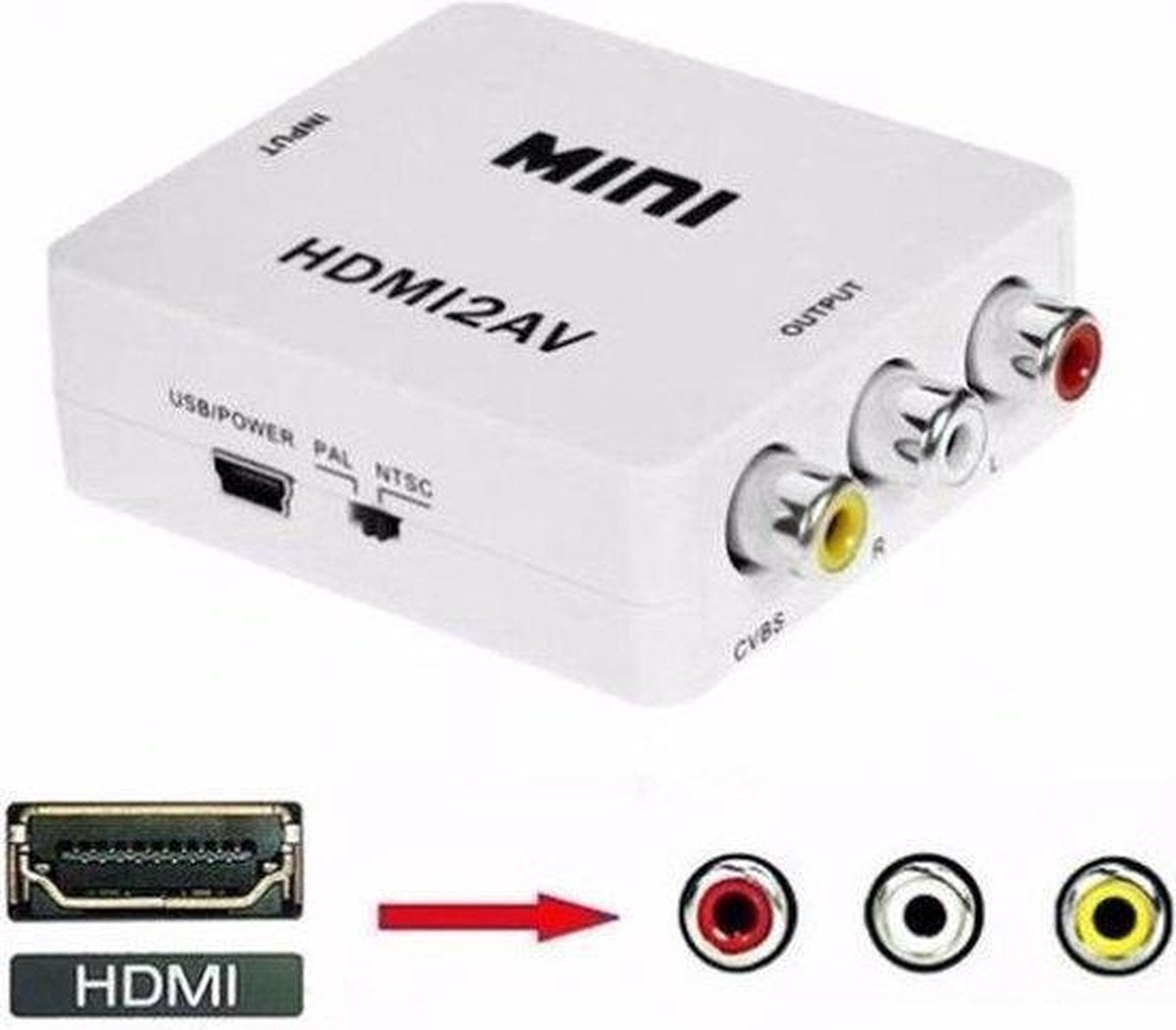 Garpex® HDMI Naar Tulp AV Converter HDMI Naar RCA Composiet Audio Video Kabel Adapter Wit
