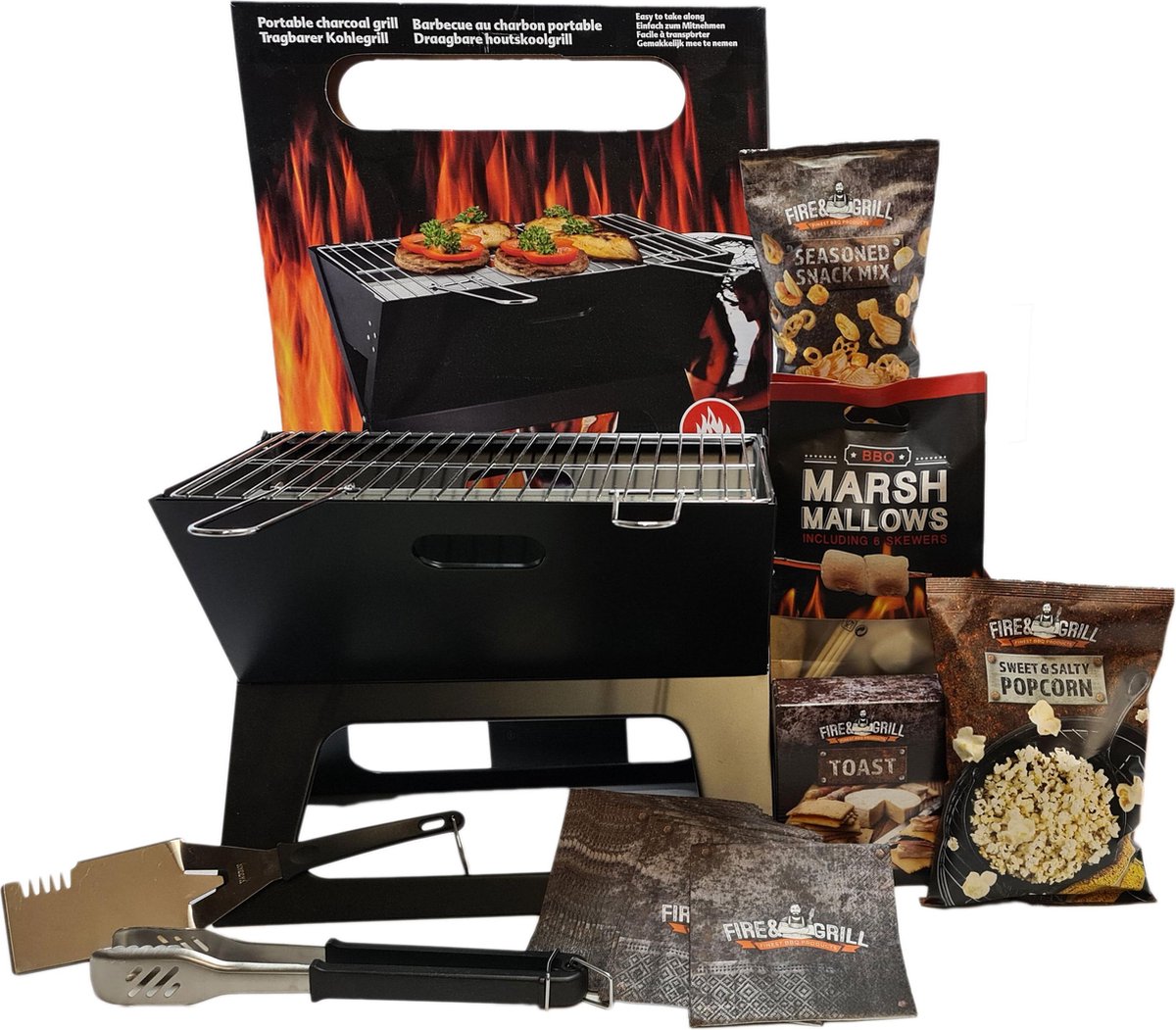Cadeaupakket - geschenkset - BBQ time L - inclusief barbecue - bbq gereedschap - food artikelen