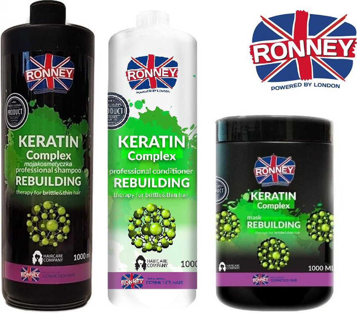 Ronney Keratine Haarverzorging Set - Keratine Shampoo- Keratine Conditioner - Keratine Haarmasker