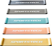 Sportstech weerstandsbanden set van vijf | fitnessbanden incl. tas + poster | voor spieropbouw & afnemen