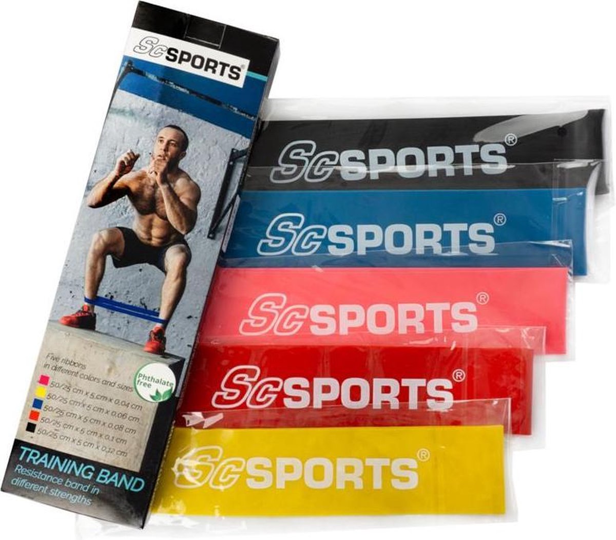 ScSPORTS® Fitness Elastiek - Resistance Band - Set - 50 cm - 4