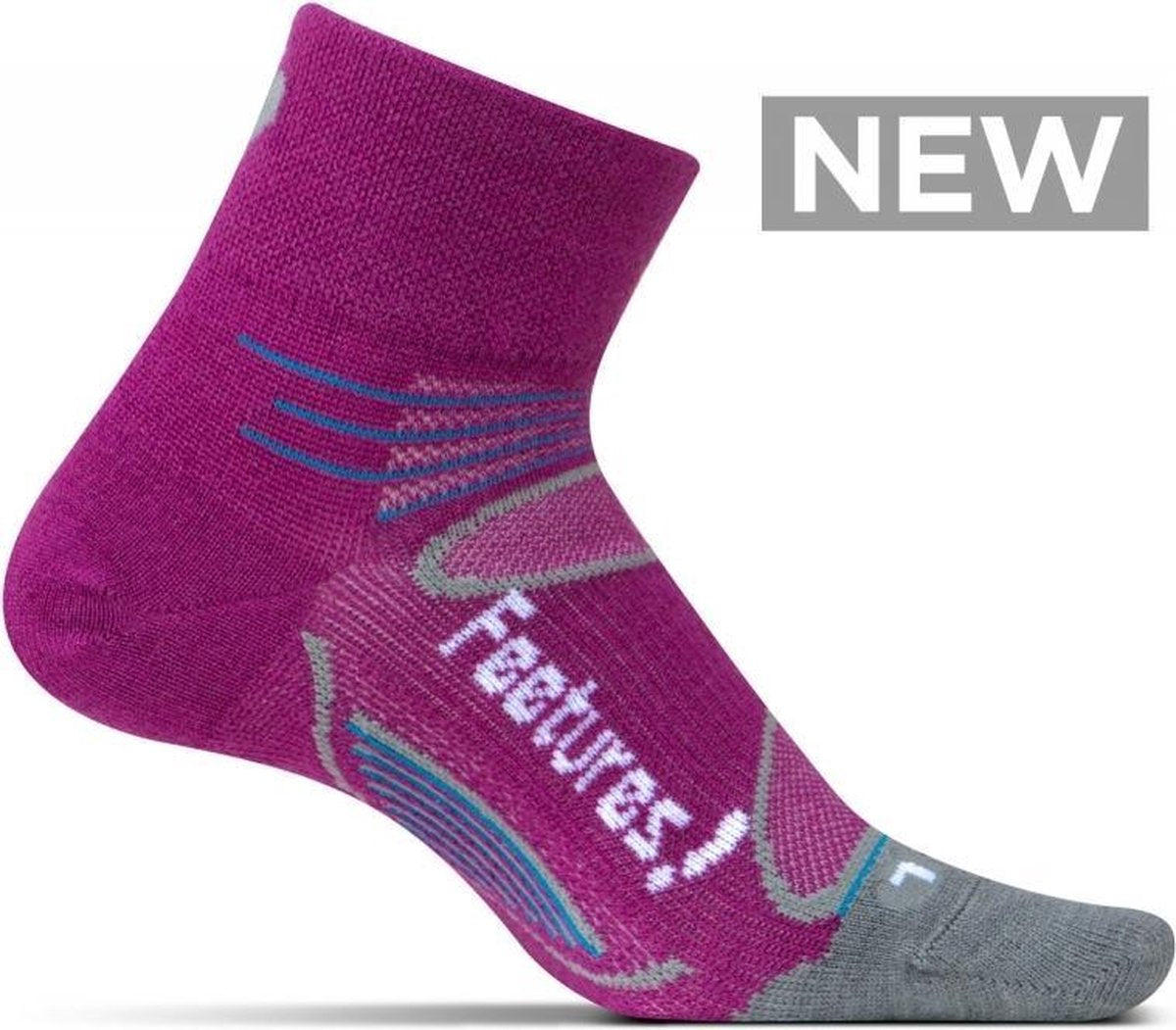 Feetures - Elite Merino Ultra Light Quarter - Paars/Grijs - Hardloopsokken - Sportsokken - 43 t/m 46