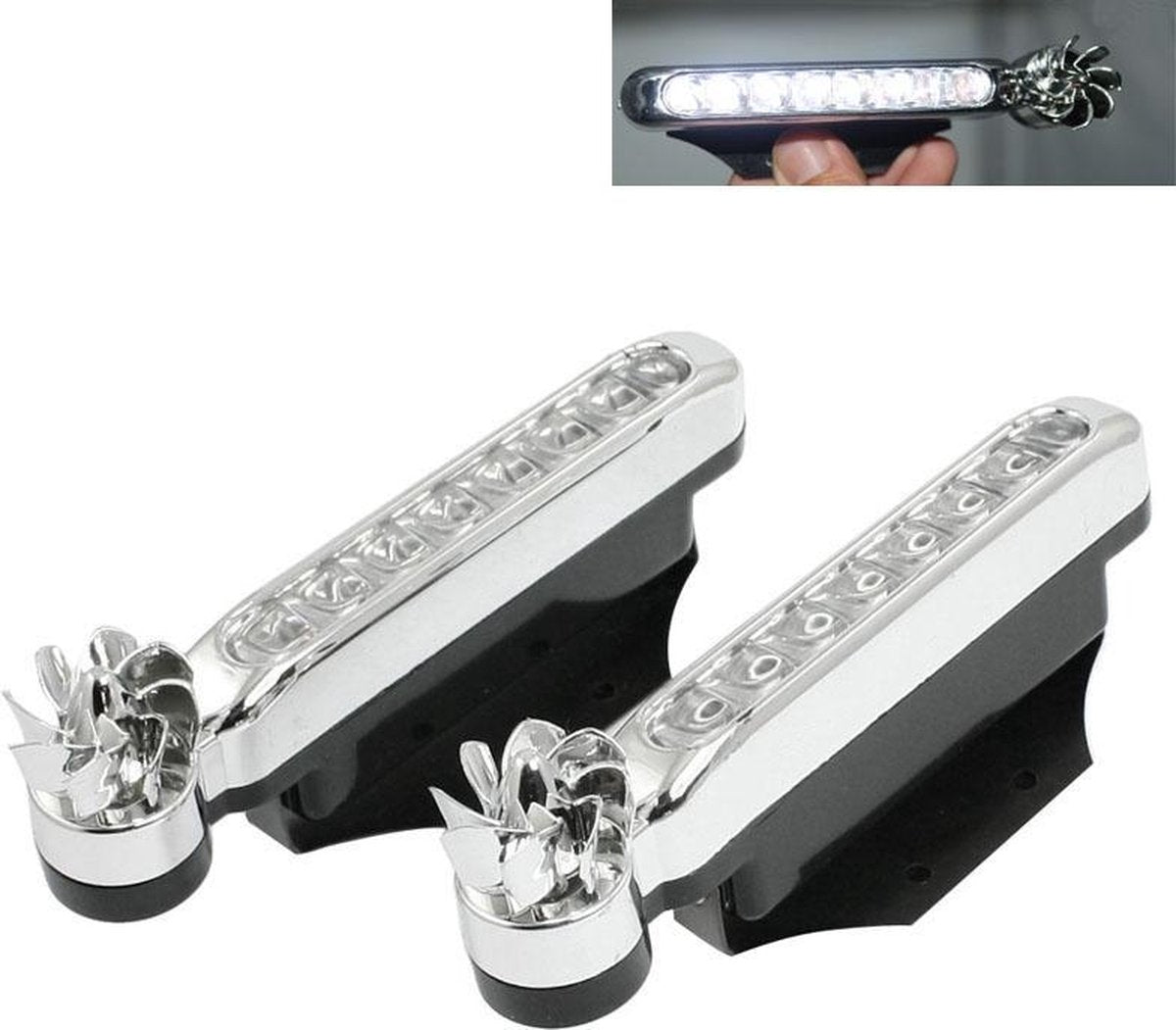 2 STUKS 8 witte LED-lampen Wind aangedreven decoratieve autolichten