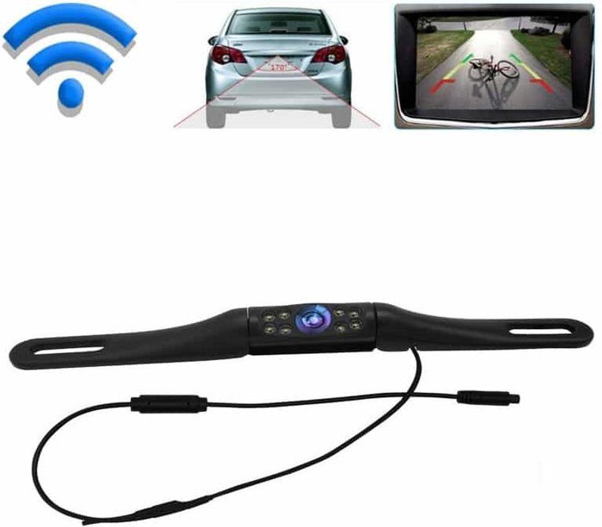 Kentekenplaat Frame WiFi Draadloze auto Achteruitrijcamera Groothoek Starlight Nachtzichtcamera