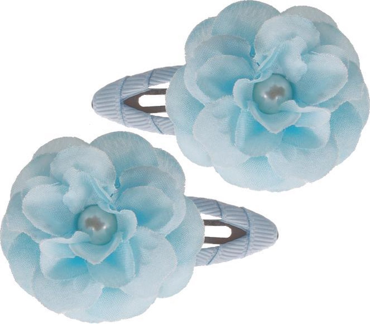 Haarclipjes licht blauw bloemetje met pareltje