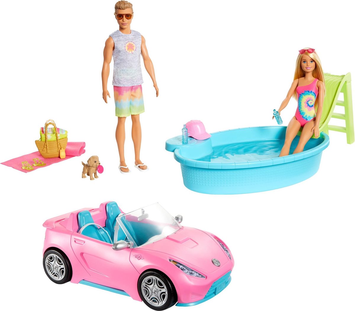 Barbie 2 in 1 Zwembad en Cabrio - Speelset