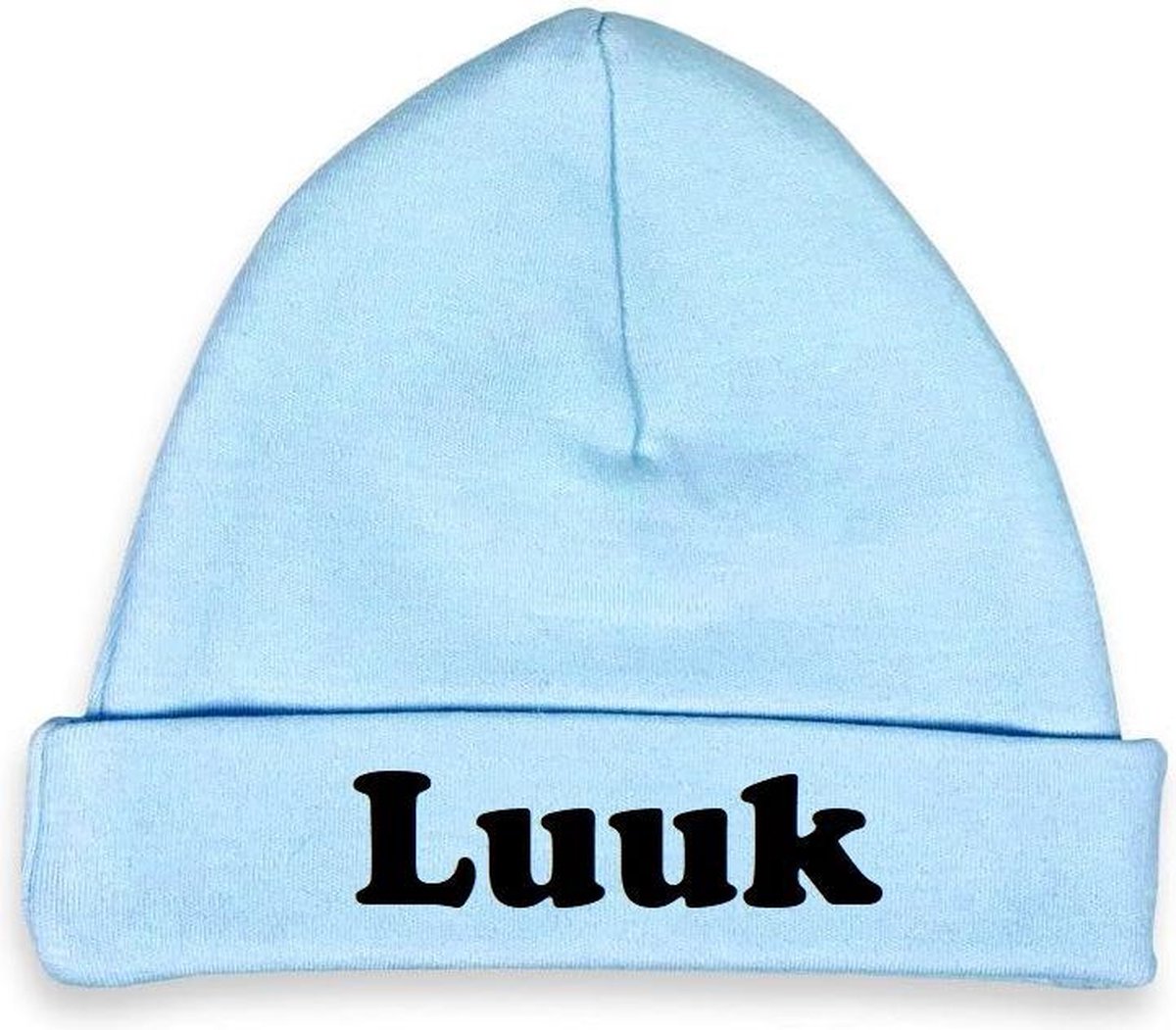 Funnies baby mutsje met naam - Gepersonaliseerd - kraamcadeau - blauw