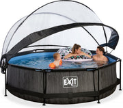 EXIT Zwembad Frame Pool Black Wood Limited Edition 300 x 76 met Filterpomp en Overkapping