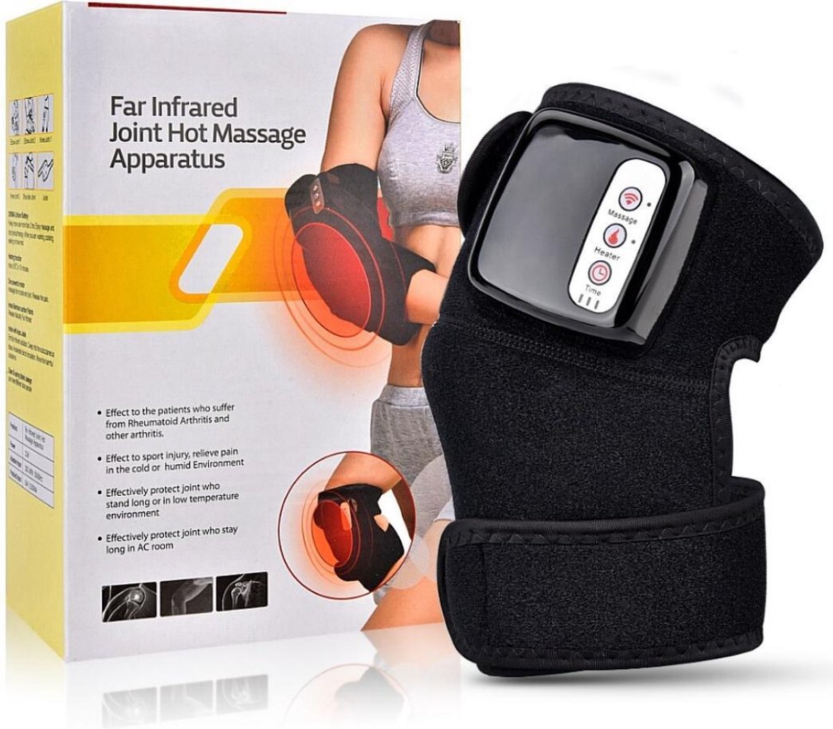 Astrincta Kniemassage - Kniebrace - Infrarood verwarming - Neopreen - Schouder & Elleboog - Bloedcirculatie - Zwart