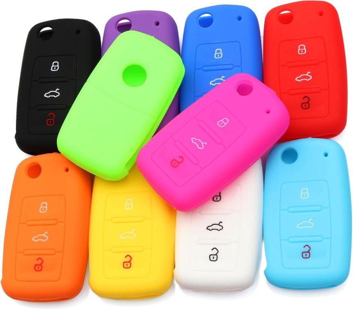Autosleutel cover - Fel Groen - Autosleutel hoesje - Beschermhoesje autosleutel - Autosleutel behuizing - Volkswagen - VW - Seat - Skoda - Autosleutelhanger - Autosleutel - Autosleutel beschermhoes - Autosleutel case - Sleutelhanger