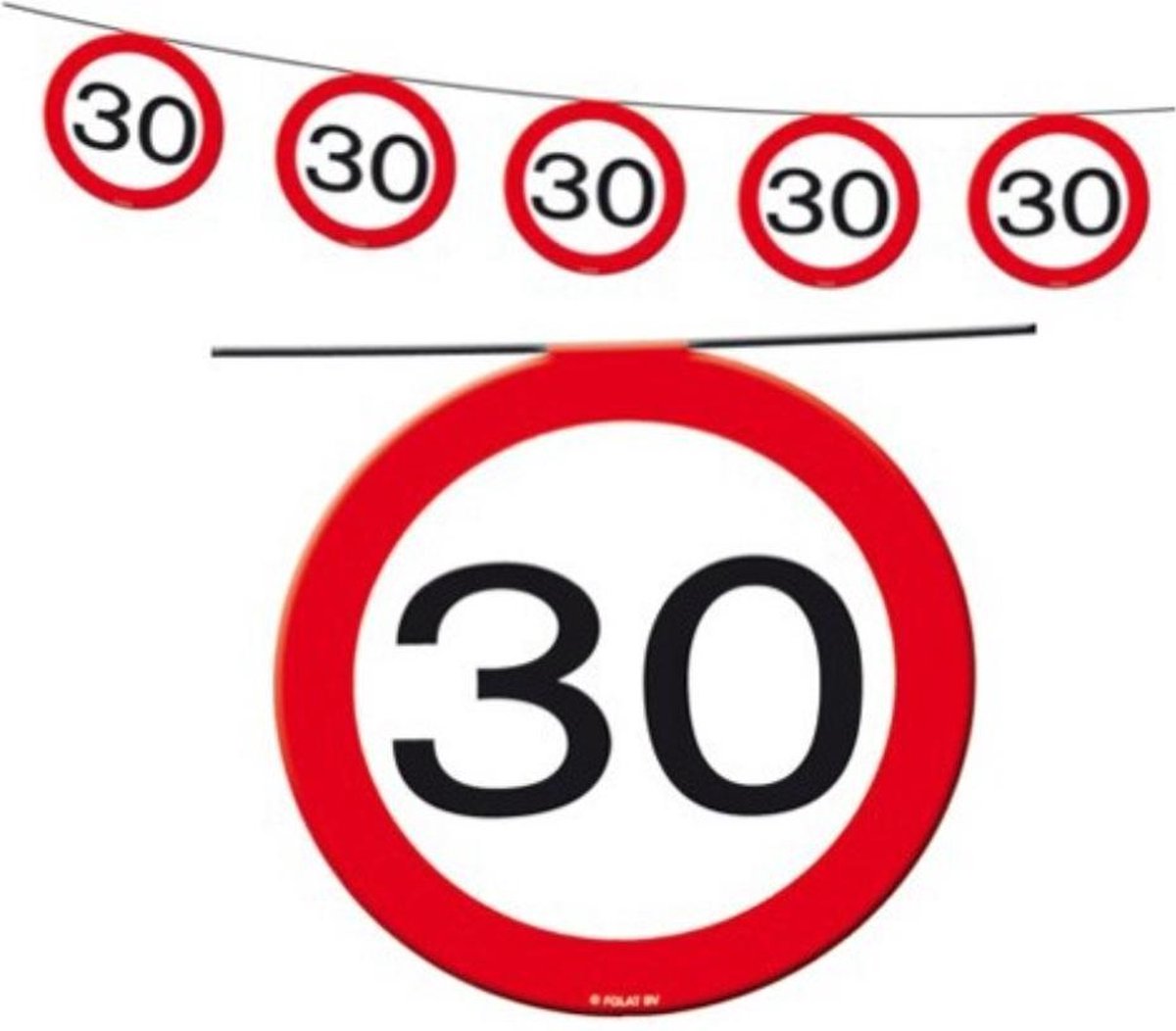 Vlaggenlijn Verkeersbord 30 & 8 Ballonnen verkeersbord 30 jaar