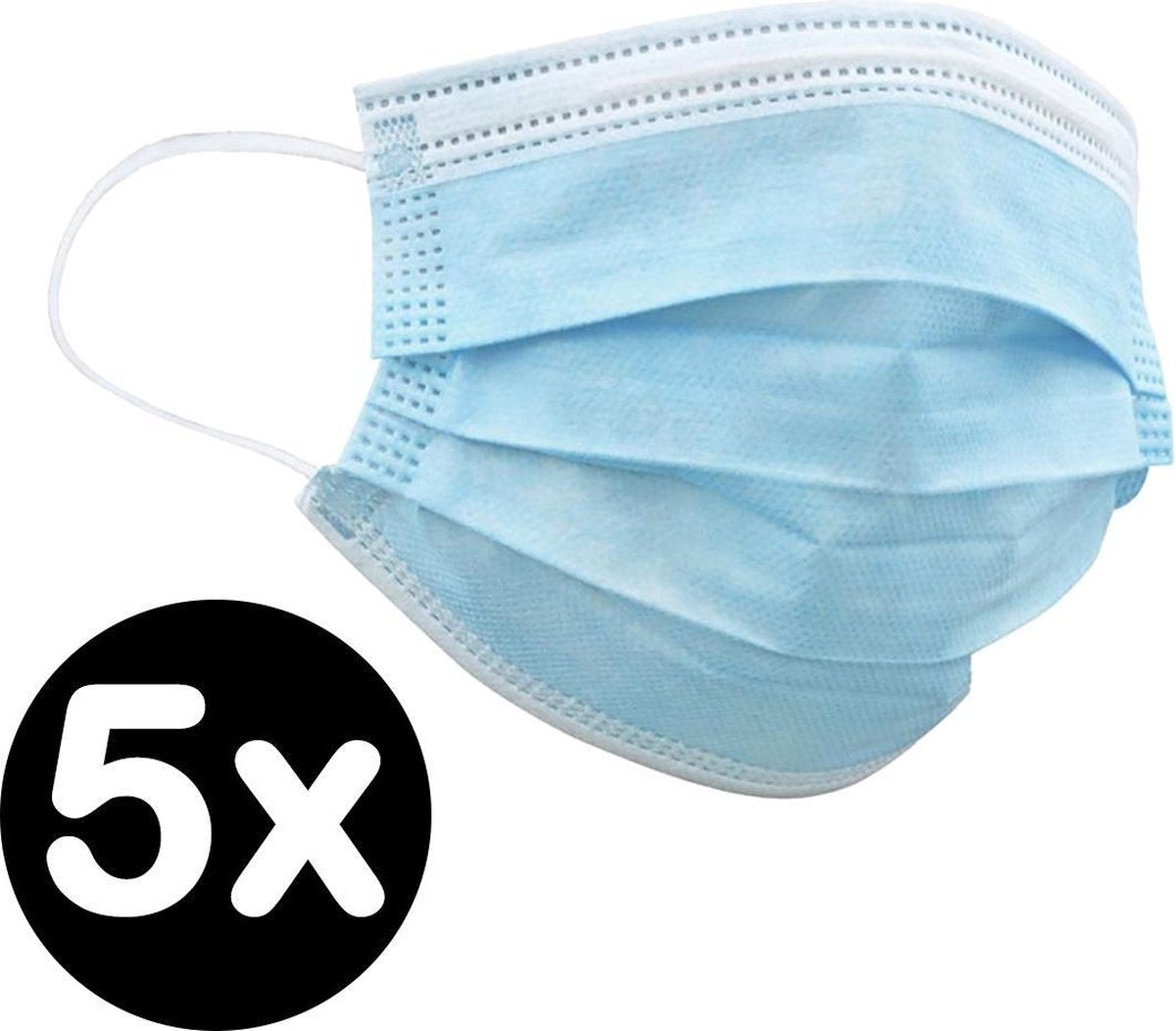 Mondkapje Wegwerp Mondmasker Mondkapje Wegwerp Mondkapjes Niet Medisch Universeel Blauw - 5x