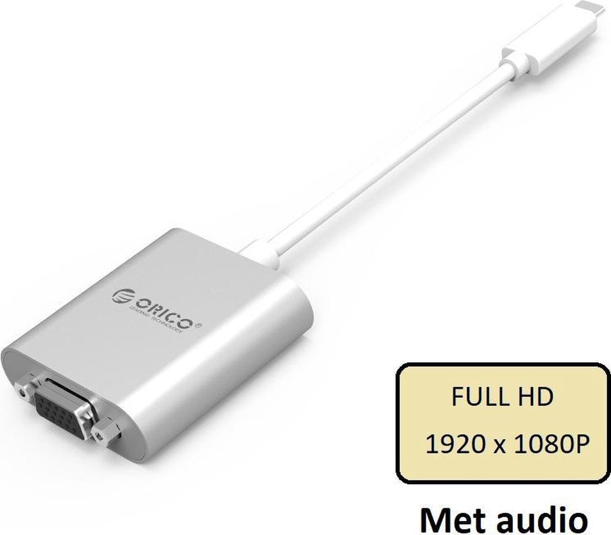 Orico USB-C naar VGA adapter  Full HD - Aluminium - Zilver