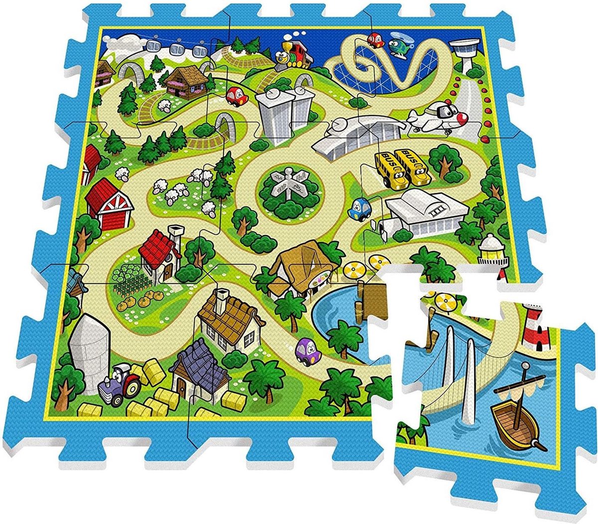 Stamp Vloerpuzzel Track Junior Groen/blauw 9-delig