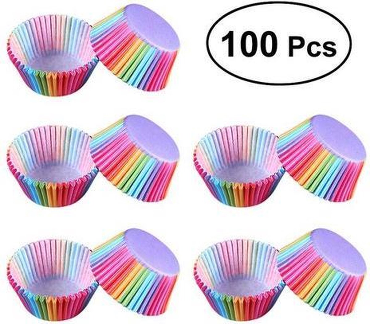 100 stuks cupcake omslagen regenboog