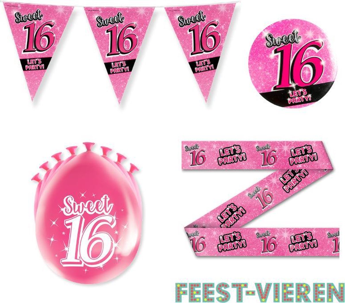 Sweet 16 verjaardag versiering pakket verkeersbord