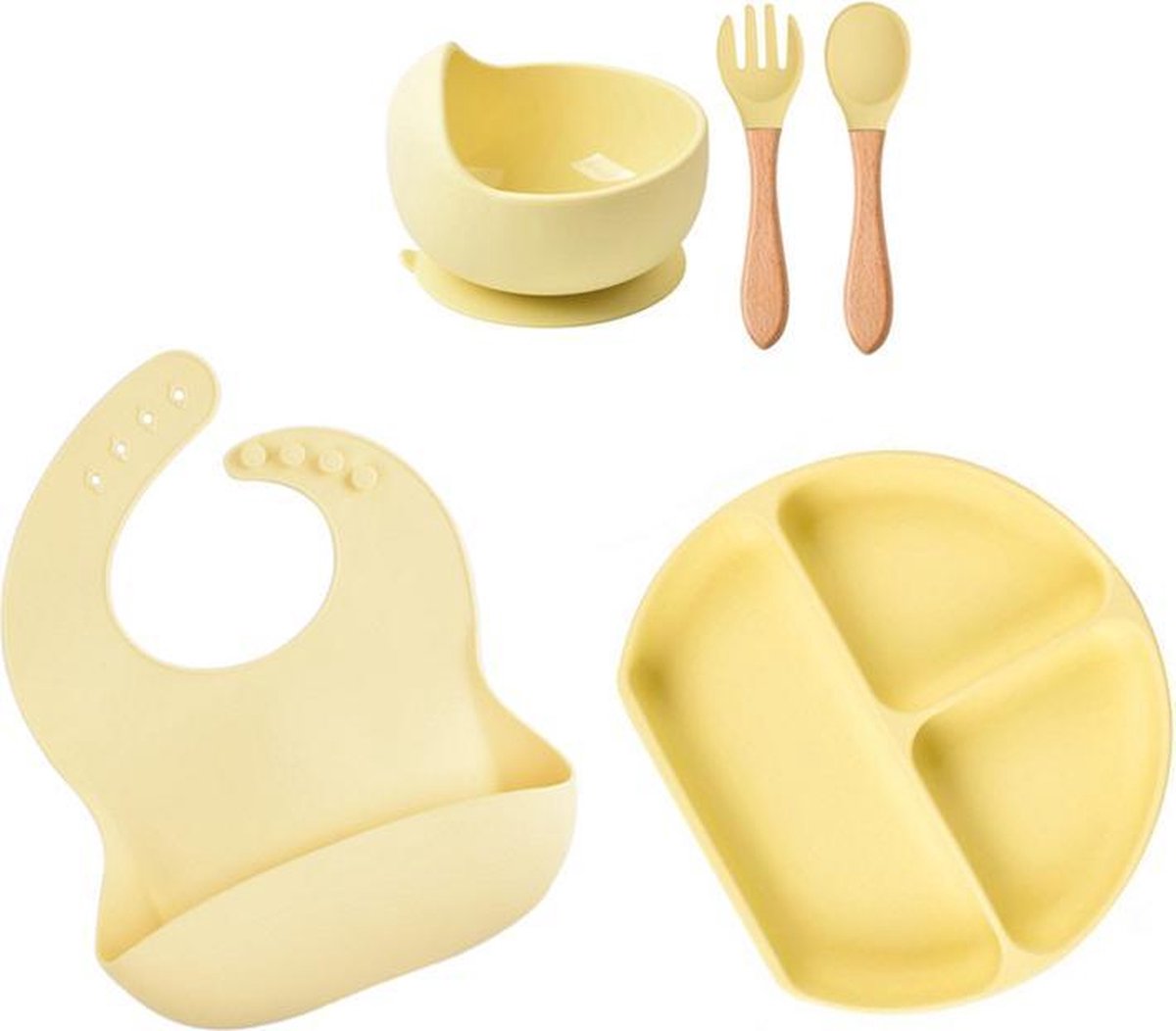 Baby Siliconen 5- delig / kinderservies voor Baby / Jongen / Meisje / Plaat