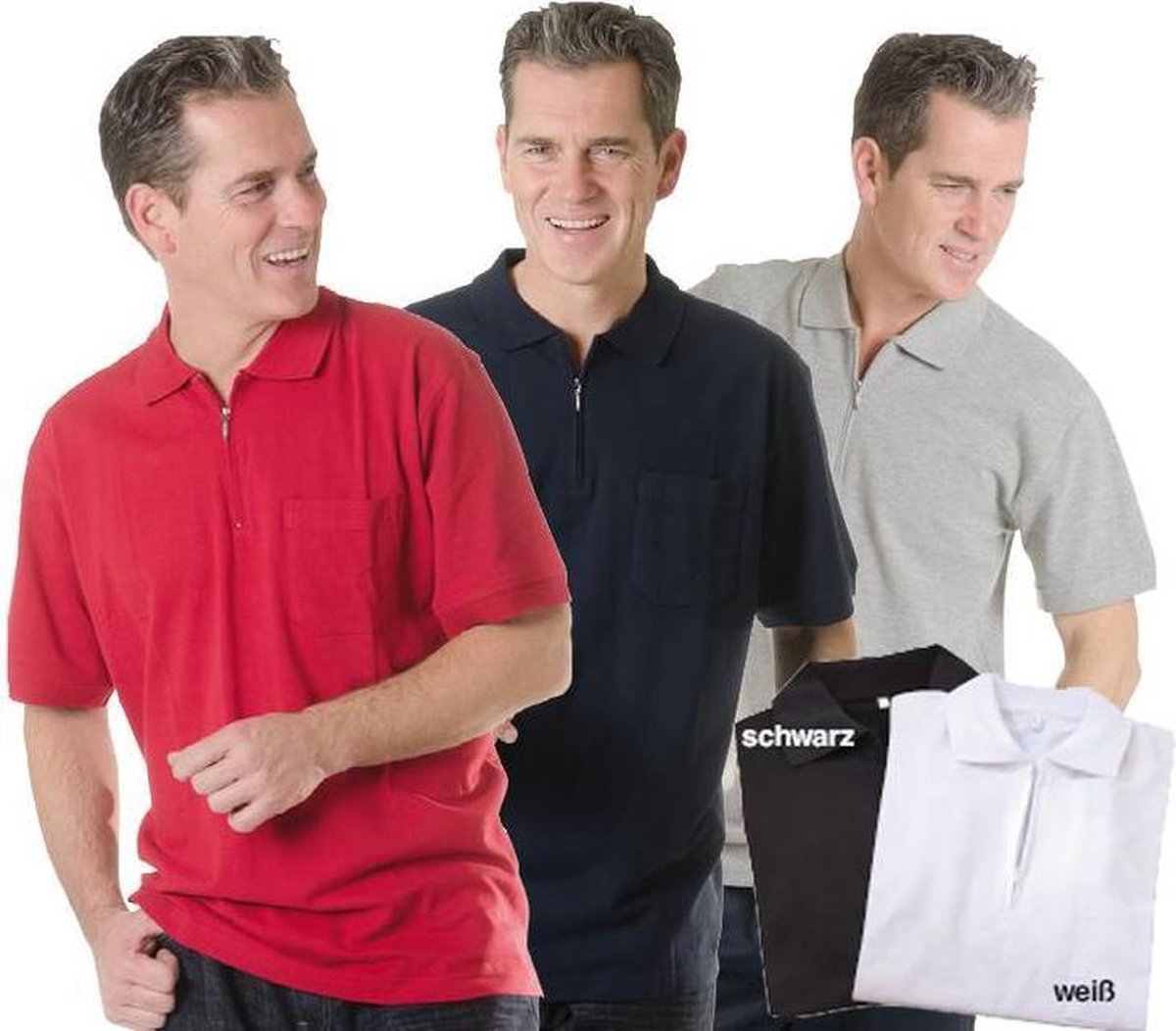 Heren poloshirt met rits grijs maat XXL