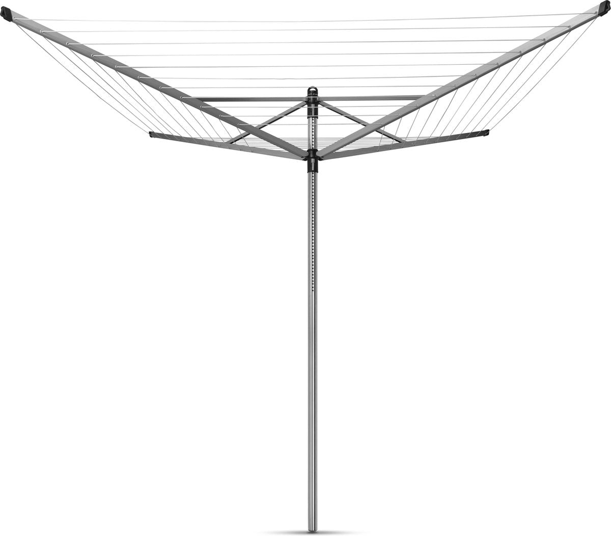 Brabantia Lift-O-Matic Droogmolen met Grondanker en Beschermhoes - 60 m - Metallic Grey