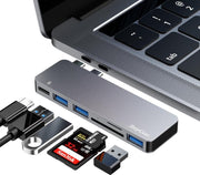 MacBook USB-C Adapter Hub 6 in 1 | USB-C Powerdelivery / 3* USB 3.0 / SD / Micro SD