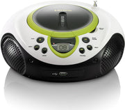 Lenco SCD-38 USB Green - Draagbare radio CD-speler met USB aansluiting - Wit/Groen