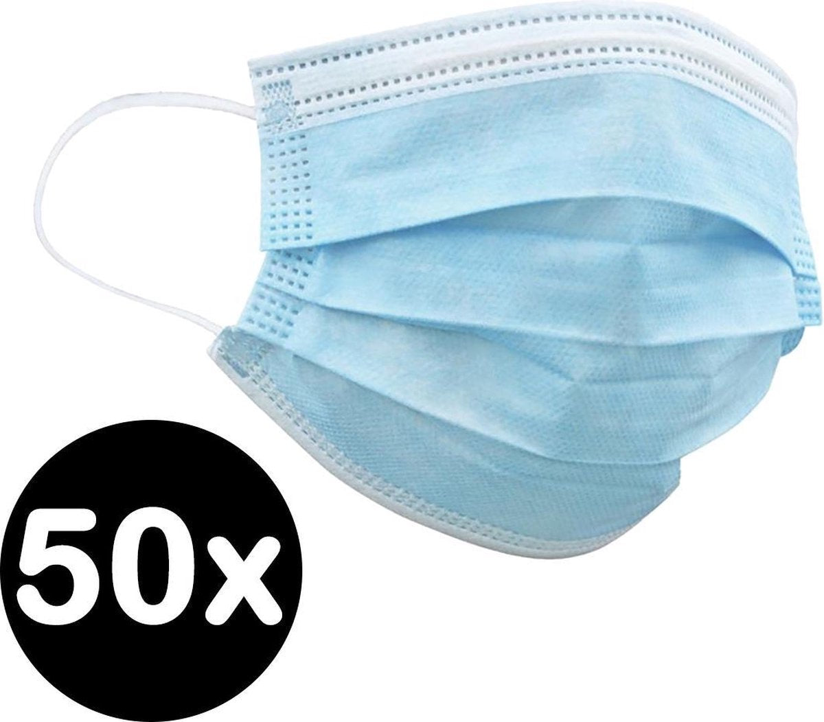 Mondkapje Wegwerp Mondmasker Mondkapje Wegwerp Mondkapjes Niet Medisch Universeel Blauw - 50x
