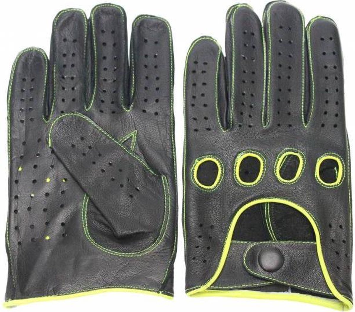 Swift racing leren auto handschoenen | mannen / vrouwen | zwart-geel | maat L