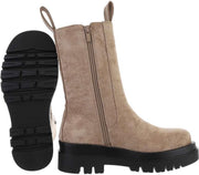 Hoge chelsea boots suède in 2 kleuren 36 / Beige
