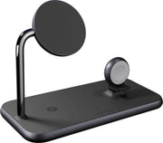 ZENS aluminium 4 in 1 magnetic wireless charger with 45W USB PD - zwart