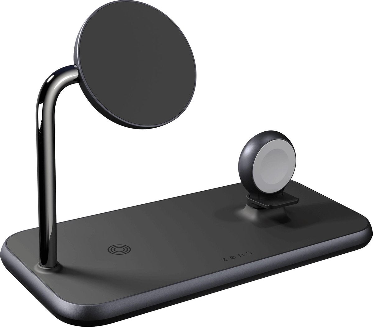 ZENS aluminium 4 in 1 magnetic wireless charger with 45W USB PD - zwart